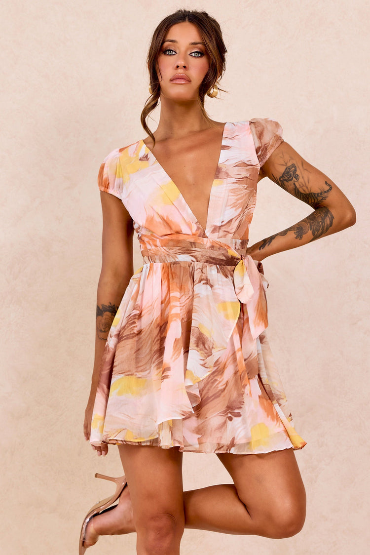 Marbella Mini Dress - Orange Multi for women