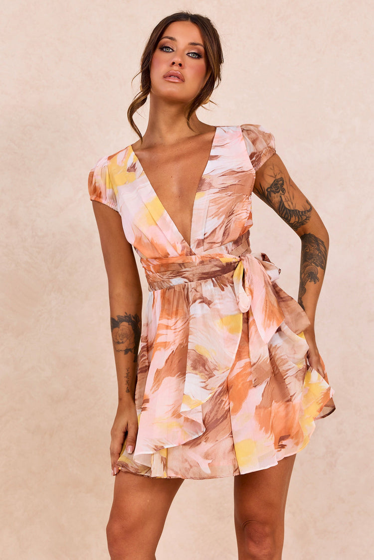 Marbella Mini Dress - Orange Multi for women