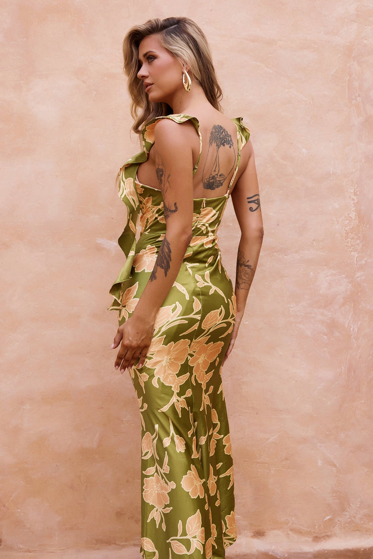 Marigold Dream Maxi Dress - Olive for women