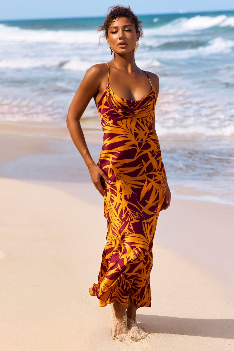 May In A Mood Maxi Dress - Mustard Multi for women