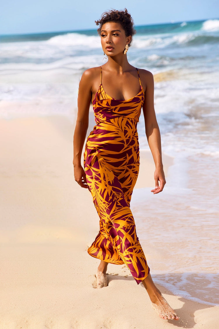 May In A Mood Maxi Dress - Mustard Multi for women