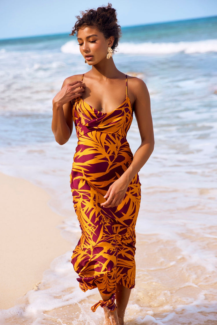 May In A Mood Maxi Dress - Mustard Multi for women