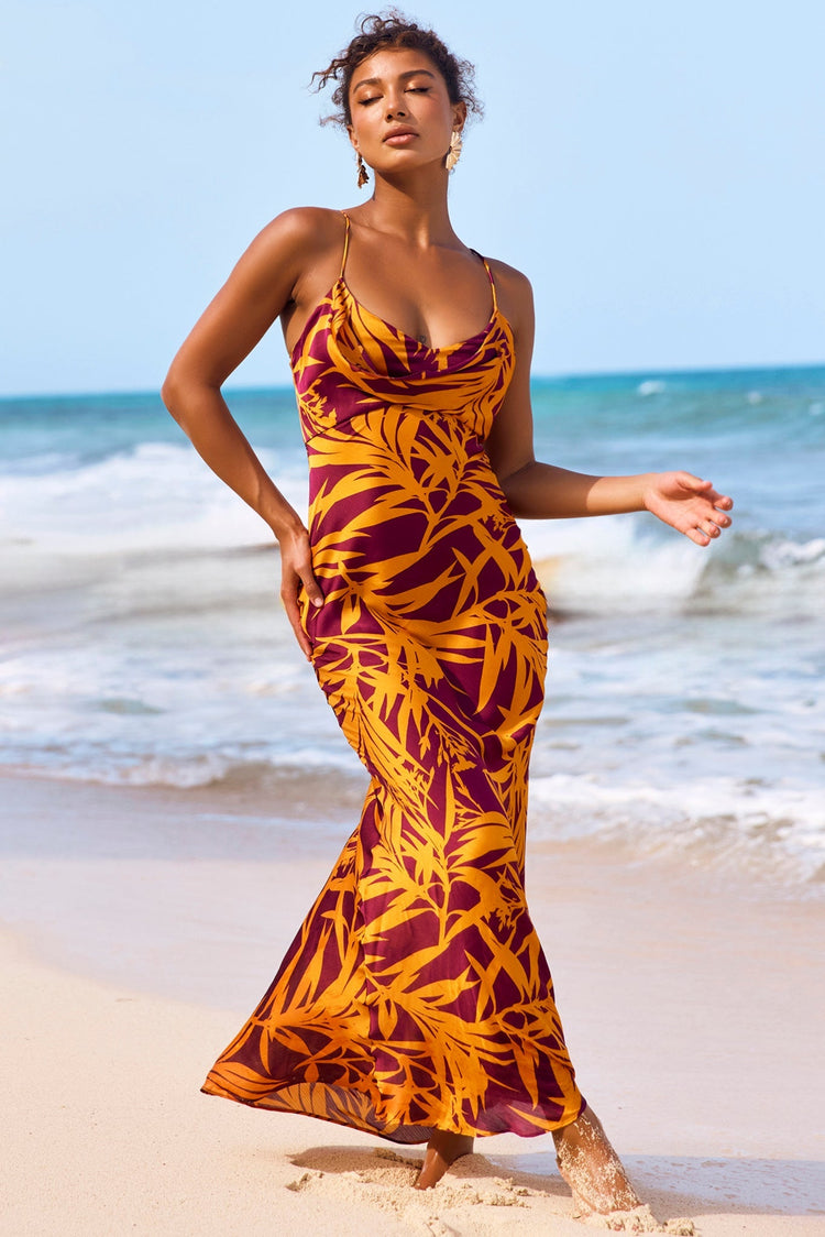 May In A Mood Maxi Dress - Mustard Multi for women