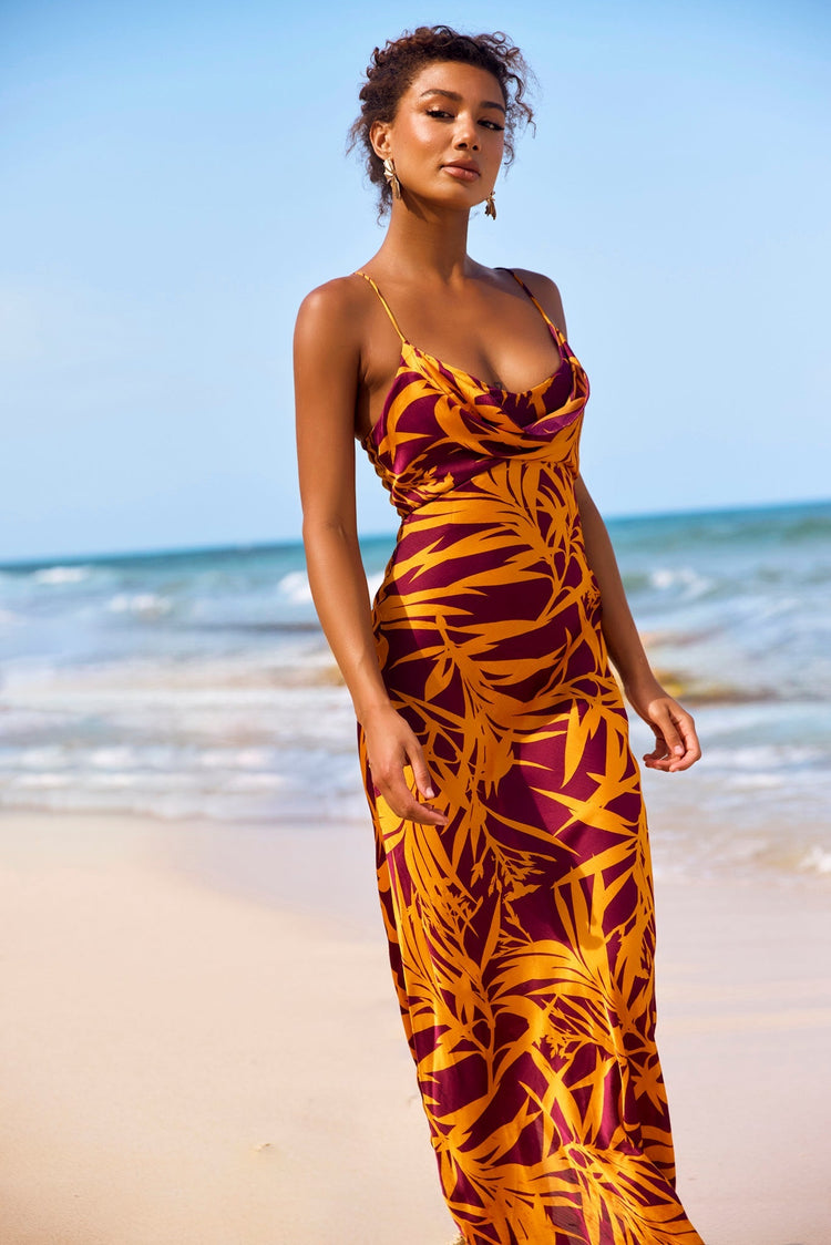 May In A Mood Maxi Dress - Mustard Multi for women