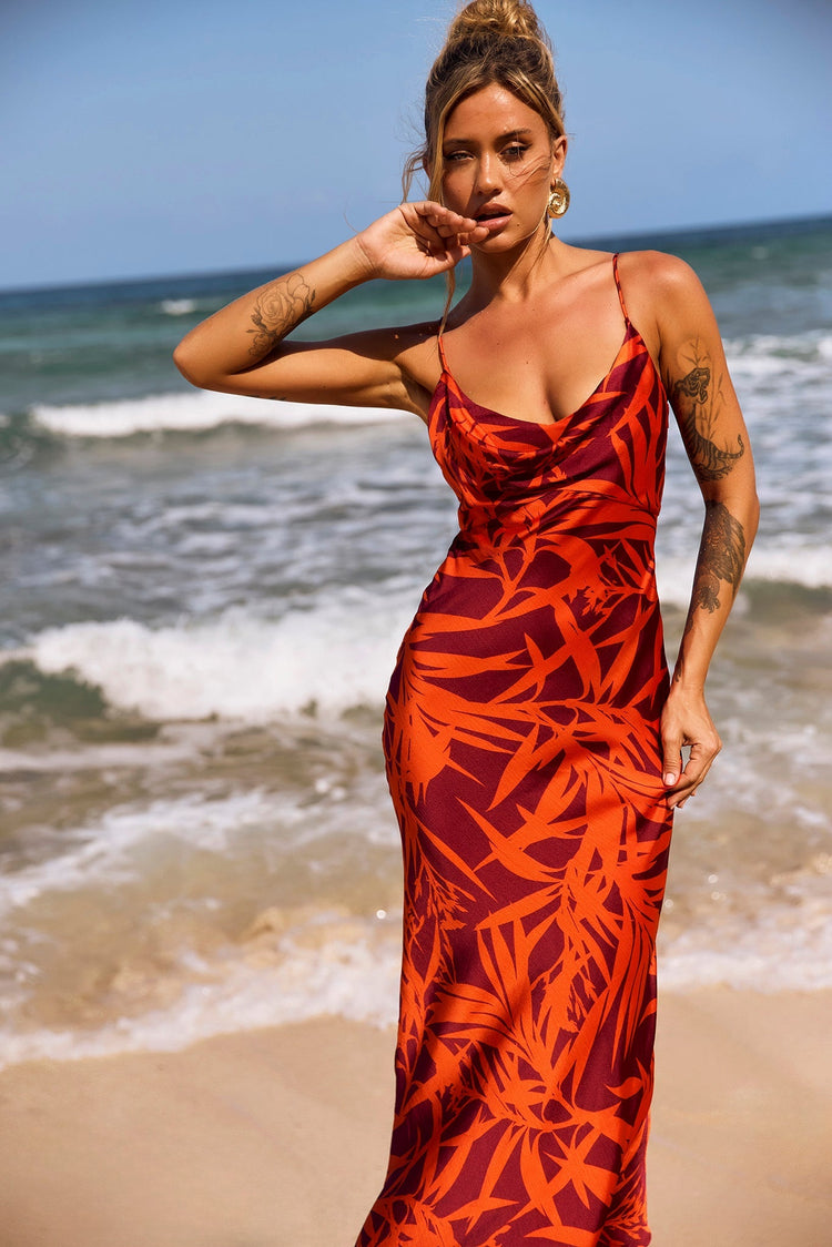 May In A Mood Maxi Dress - Red Multi for women
