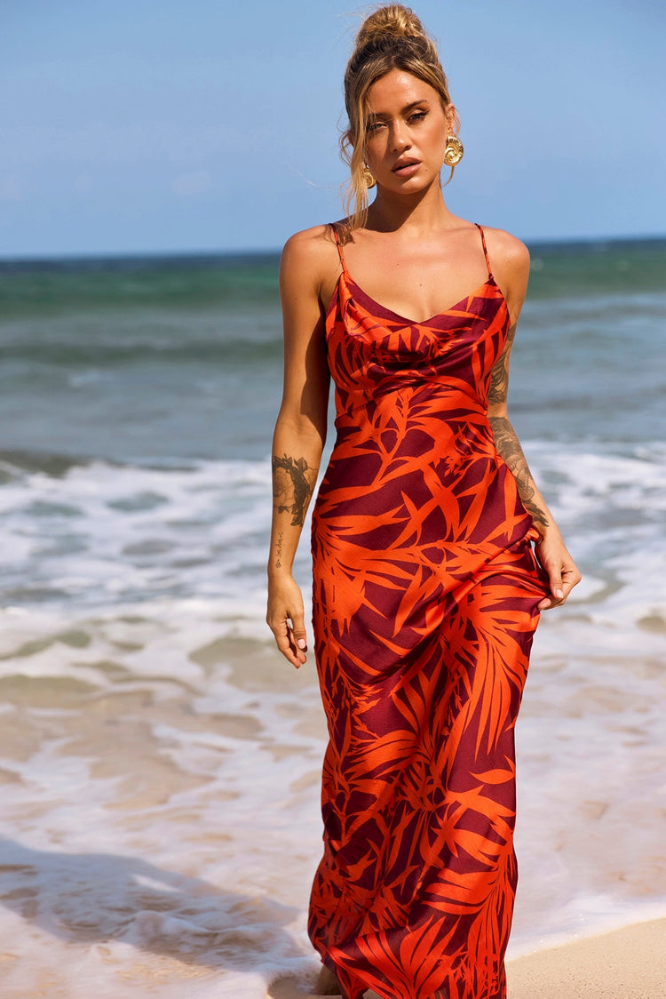 May In A Mood Maxi Dress - Red Multi for women