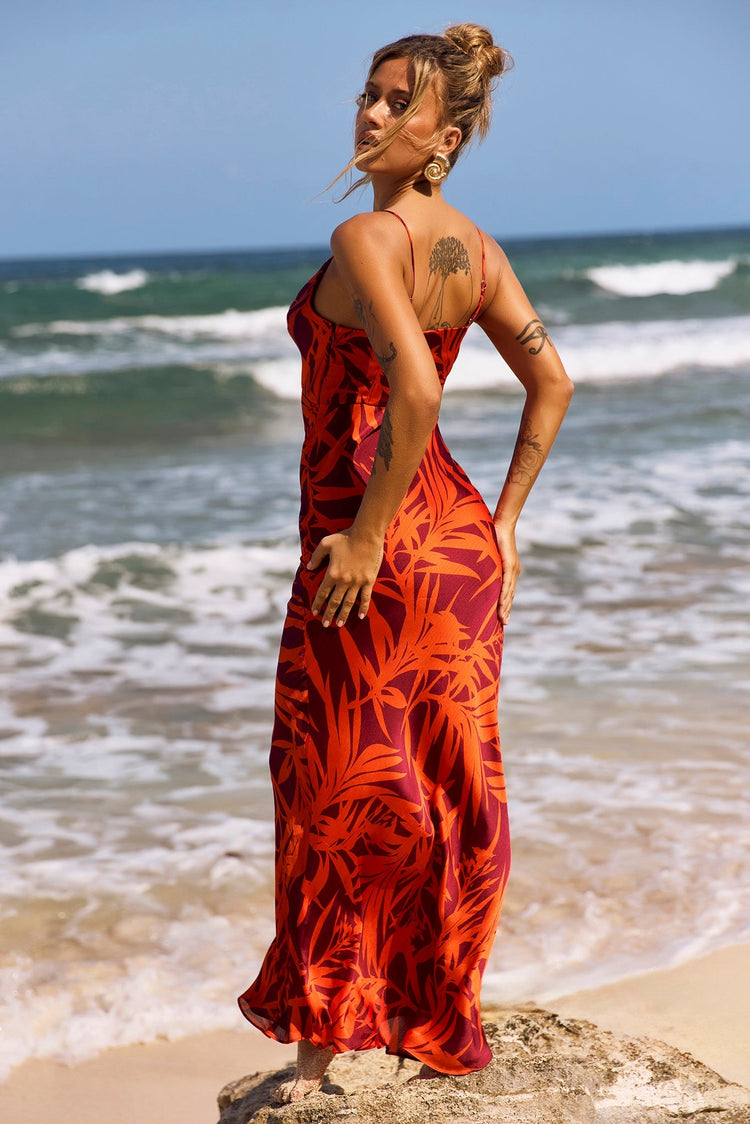 May In A Mood Maxi Dress - Red Multi for women