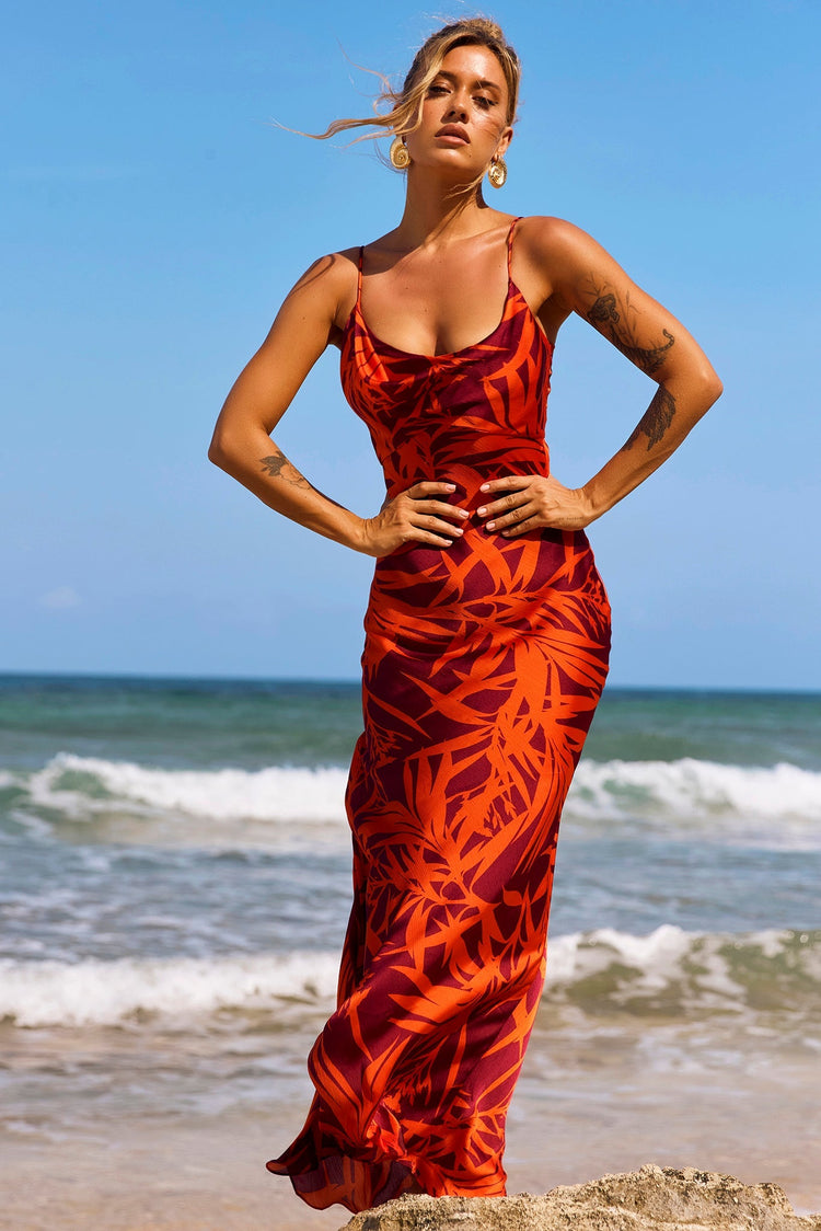 May In A Mood Maxi Dress - Red Multi for women