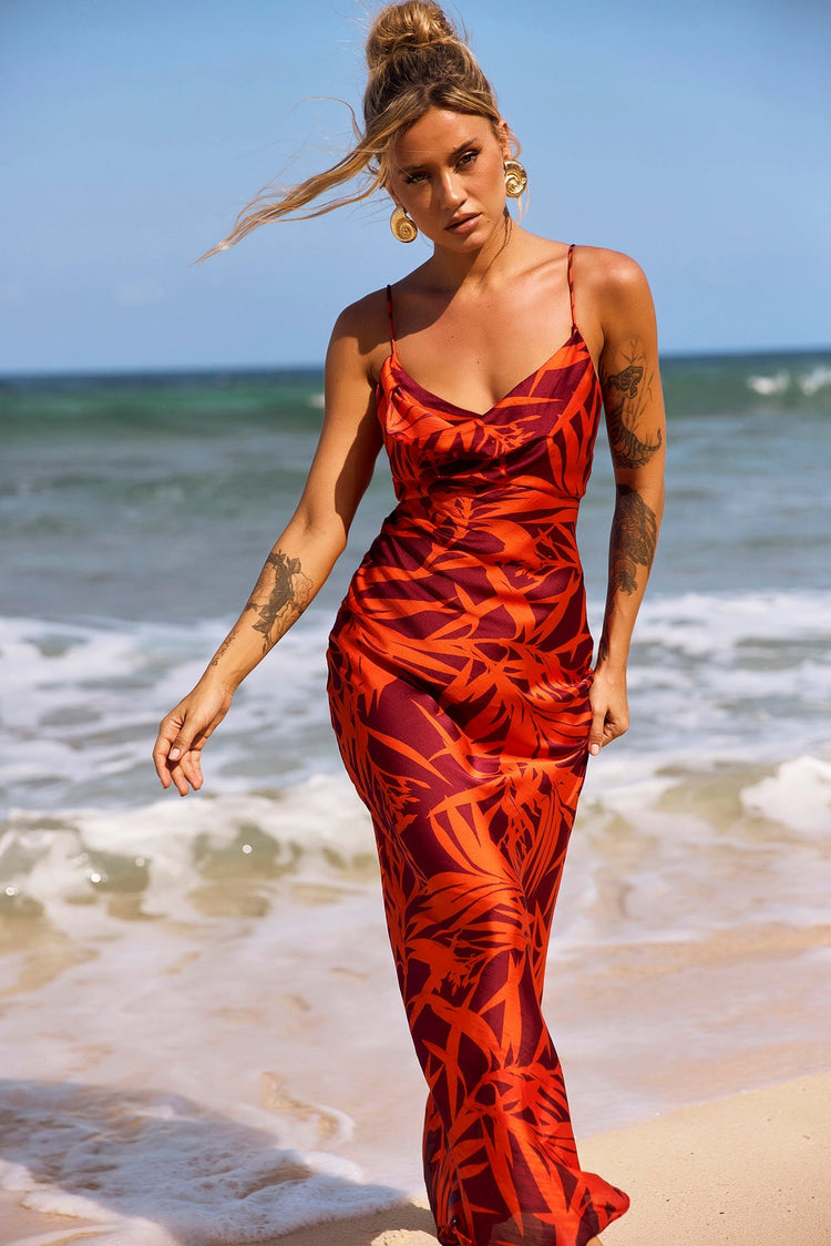 May In A Mood Maxi Dress - Red Multi for women