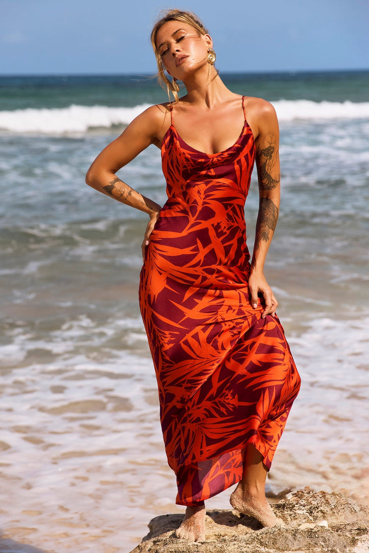 May In A Mood Maxi Dress - Red Multi for women