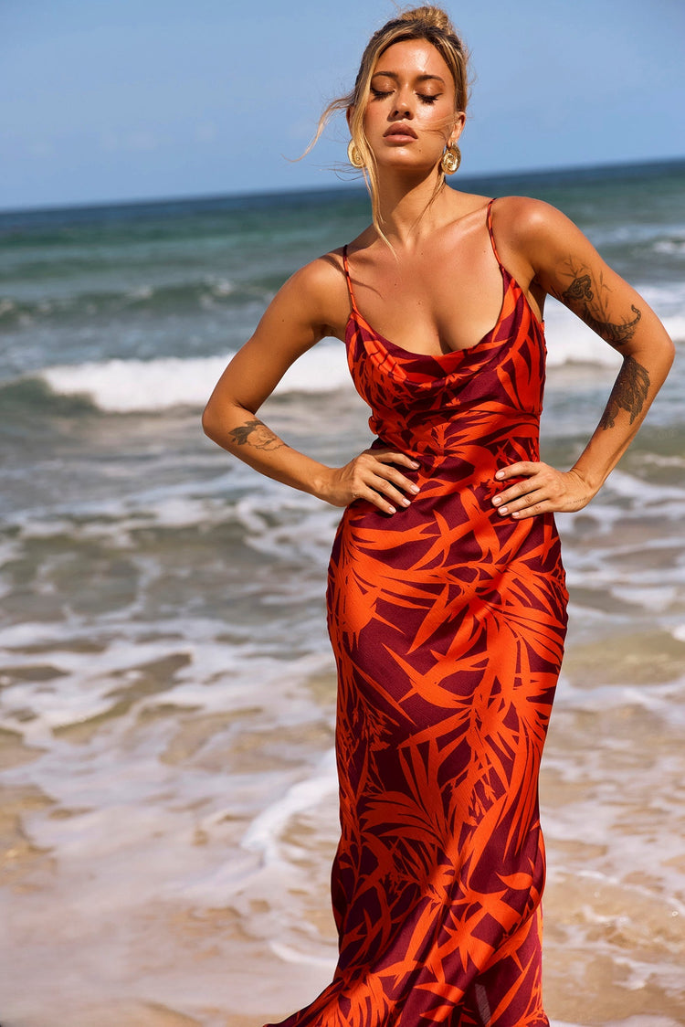 May In A Mood Maxi Dress - Red Multi for women