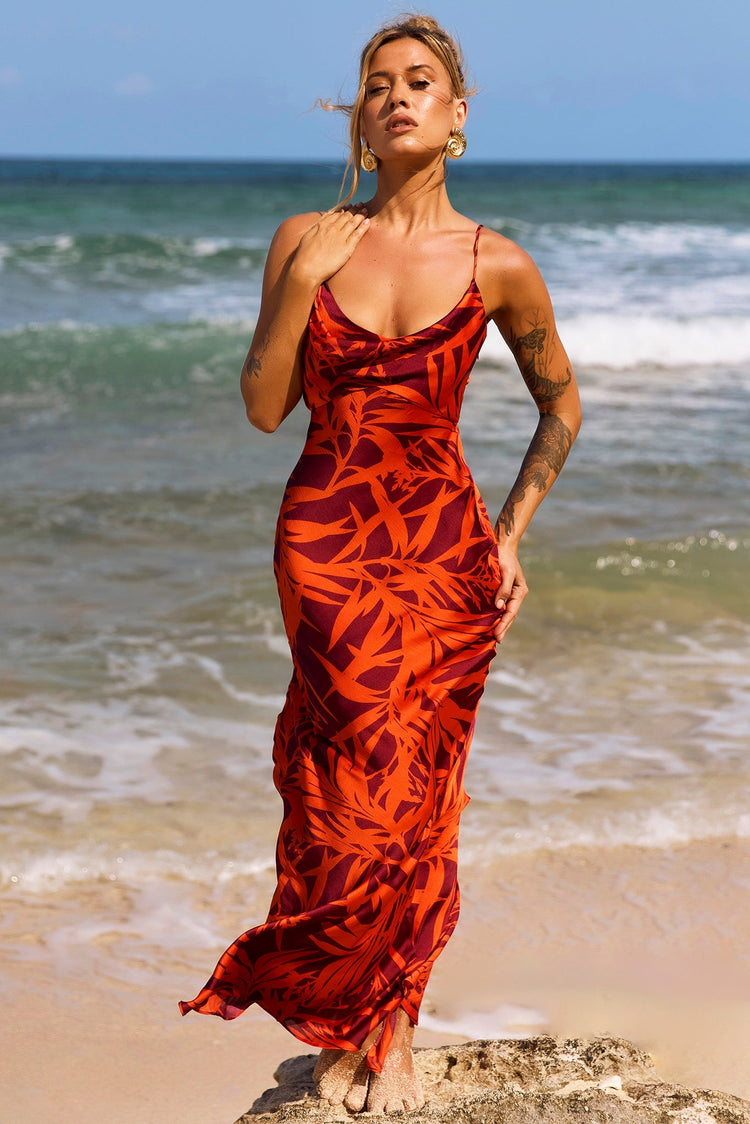 May In A Mood Maxi Dress - Red Multi for women
