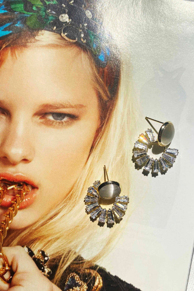 Moon Song Earrings - Gold Clear for women