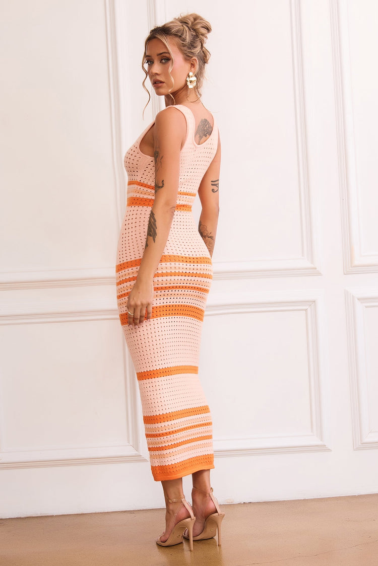 New Flow Knit Midi Dress - Orange for women