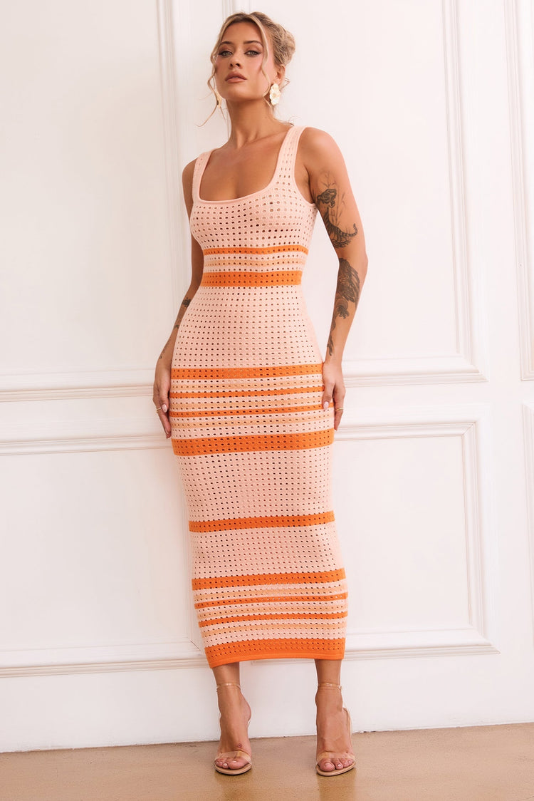 New Flow Knit Midi Dress - Orange for women