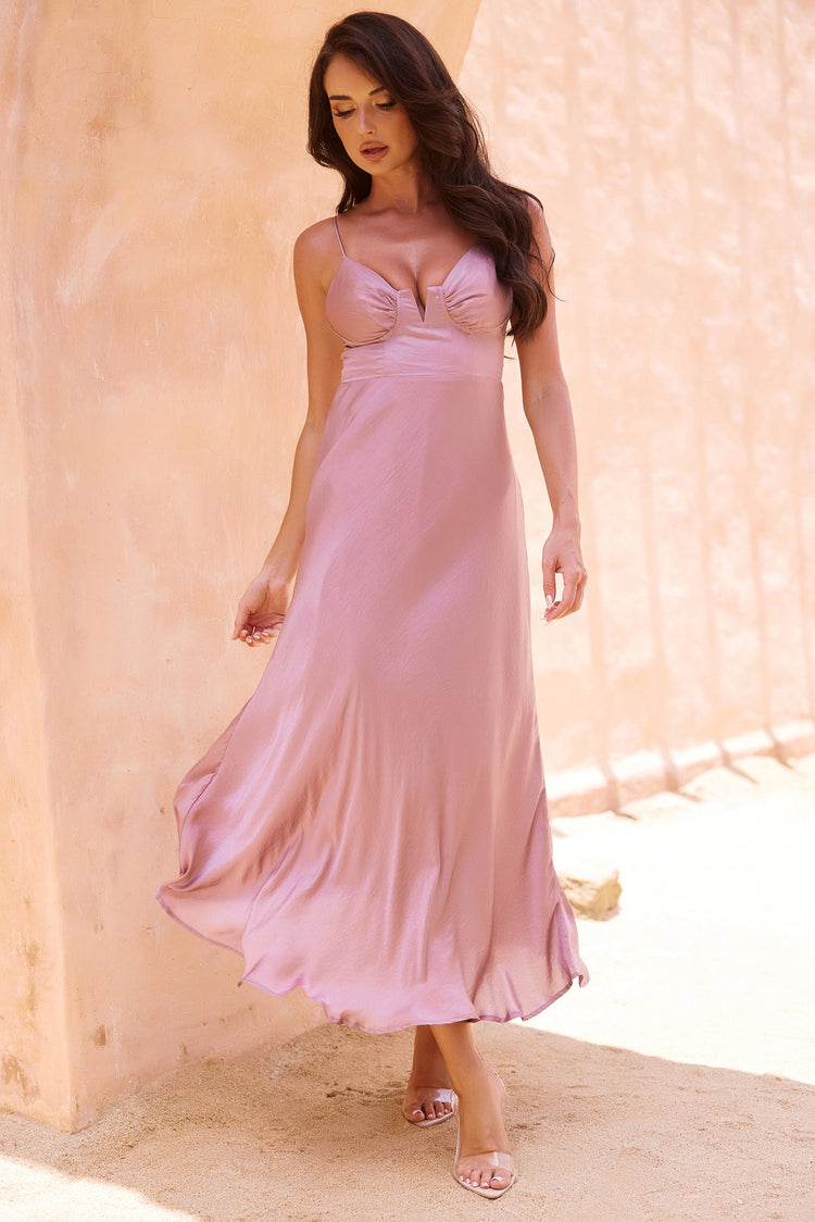 Night In August Midi Dress - Blush for women