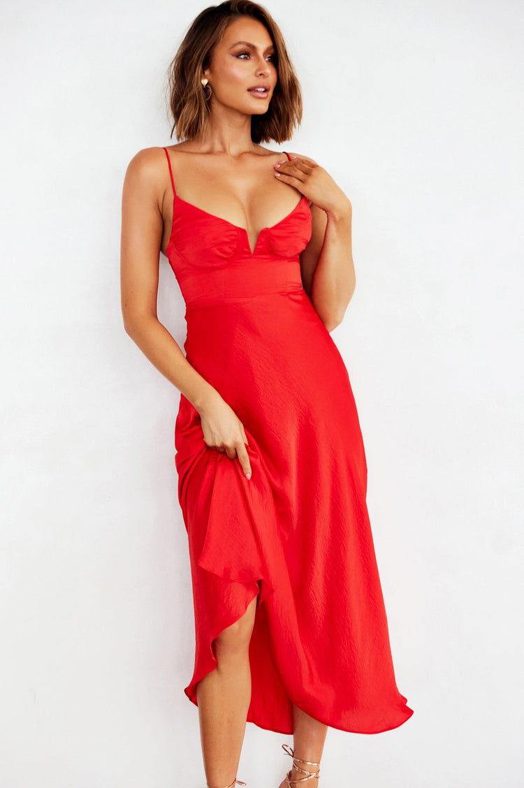 Night In August Midi Dress - Red for women