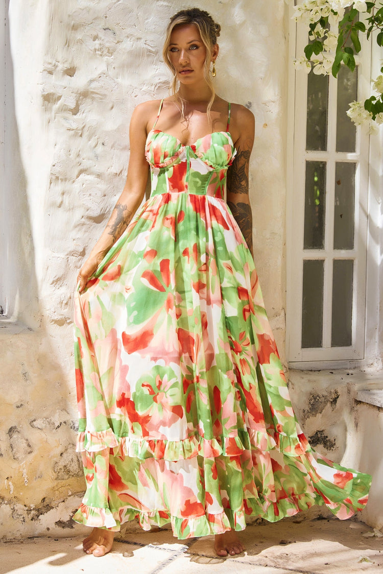Nightcap Maxi Dress - Green Multi for women