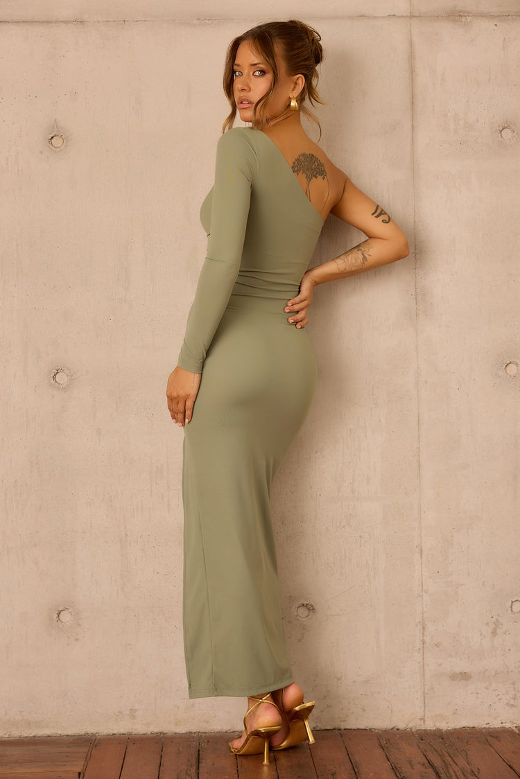 Nocturne Draped Maxi Dress - Olive for women