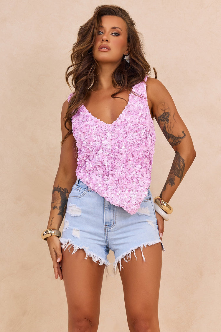 Ocean Mirage Sequin Top - Pink for women