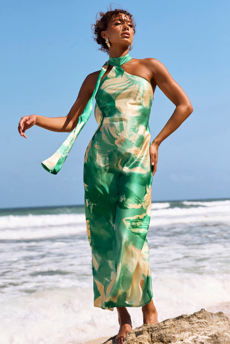 On The Dance Floor Maxi Dress - Green Multi for women