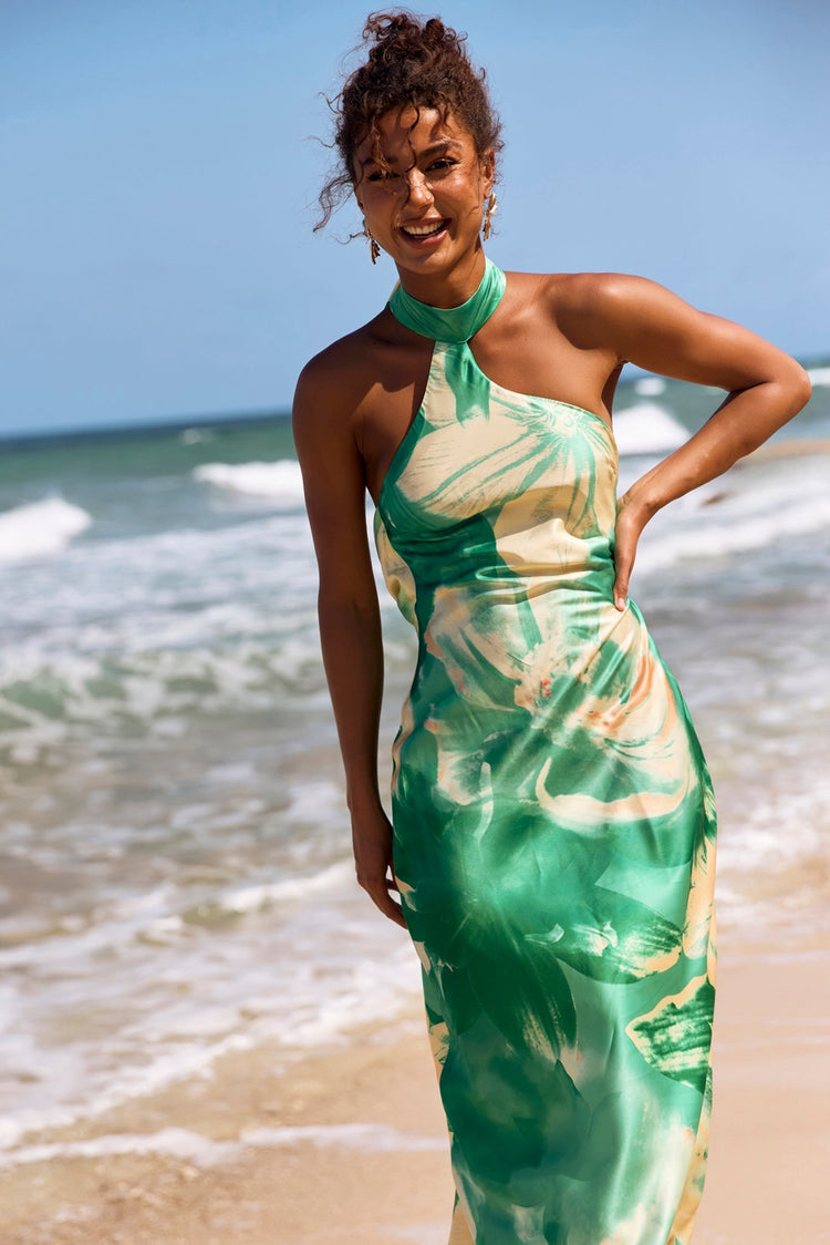 On The Dance Floor Maxi Dress - Green Multi for women