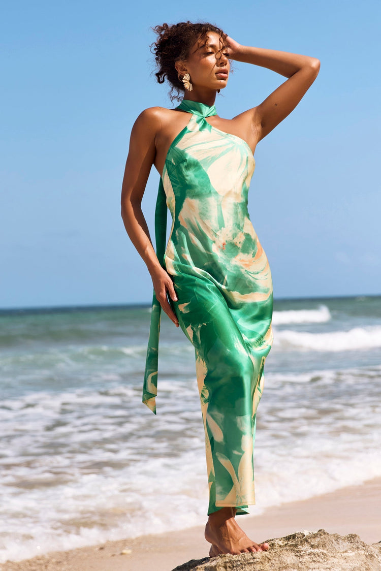 On The Dance Floor Maxi Dress - Green Multi for women