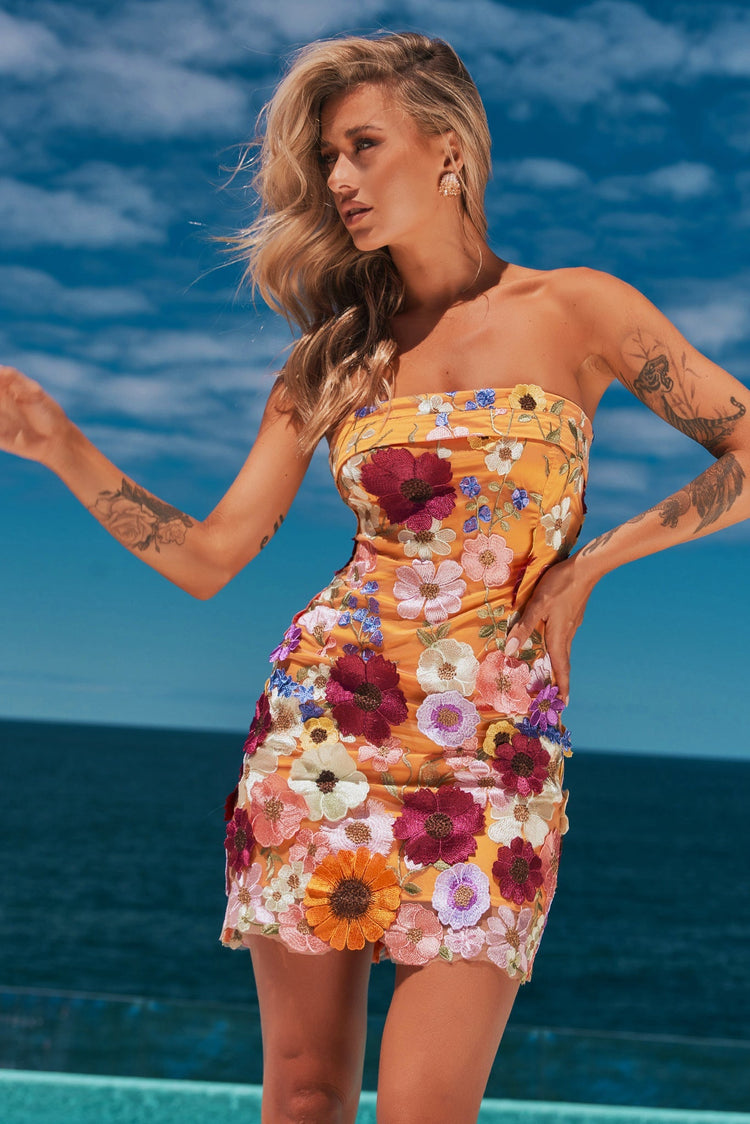 Opening Up Mini Dress - Yellow for women