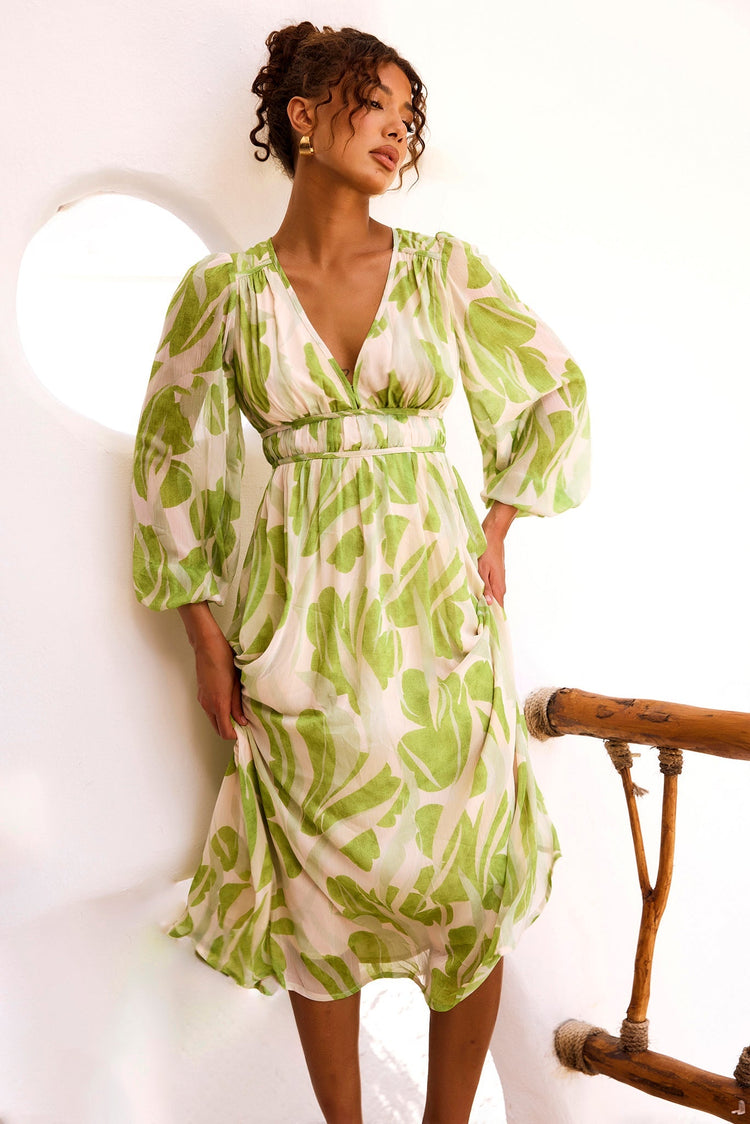 Palm Perfect Midi Dress - Green Multi for women