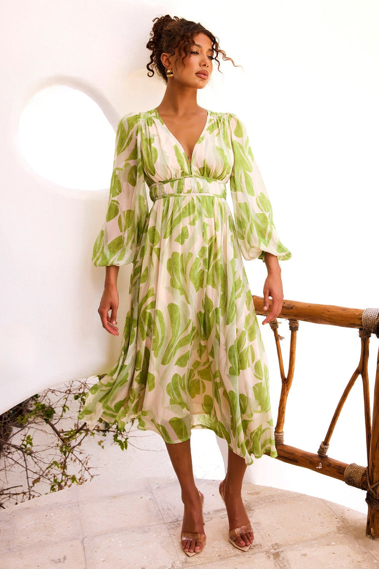 Palm Perfect Midi Dress - Green Multi for women