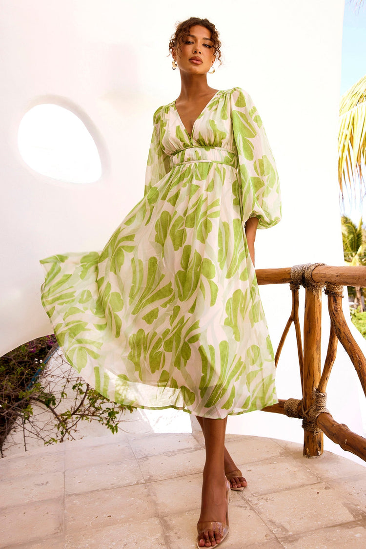 Palm Perfect Midi Dress - Green Multi for women