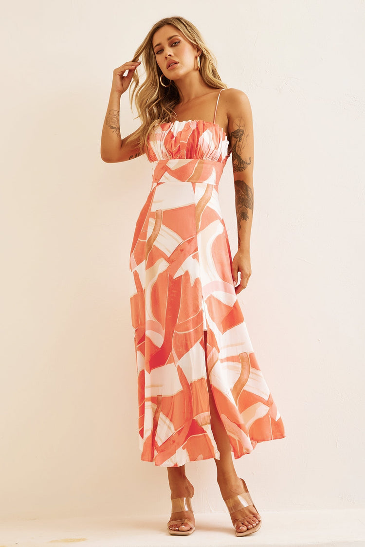 Pay Off Midi Dress - Coral for women