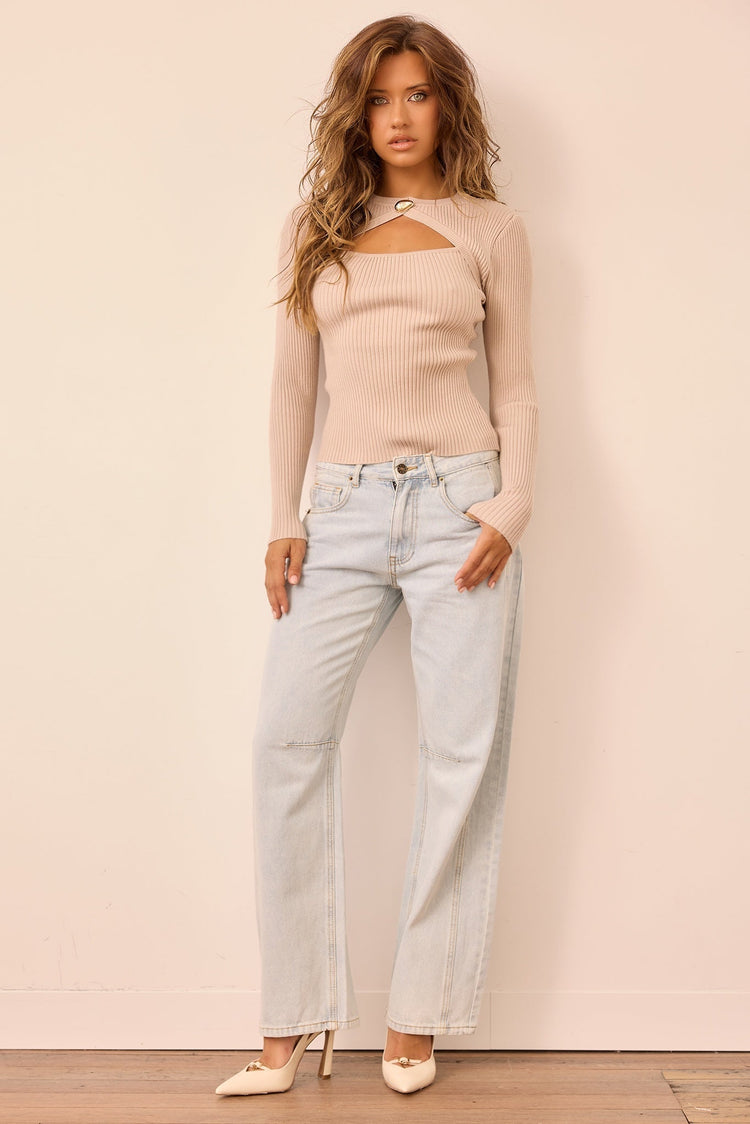 Deon Ridgeway Female Ridgeway Knit Top - Beige for women