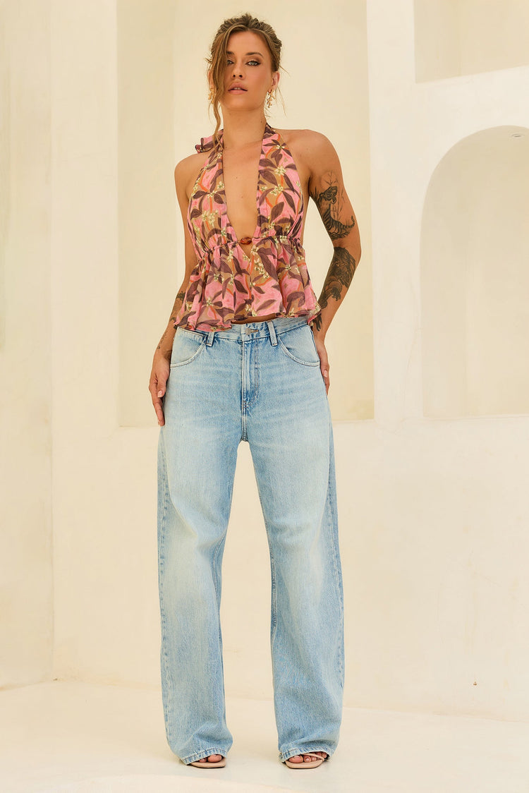 Rosé Sunset Chiffon Top - Pink Multi for women
