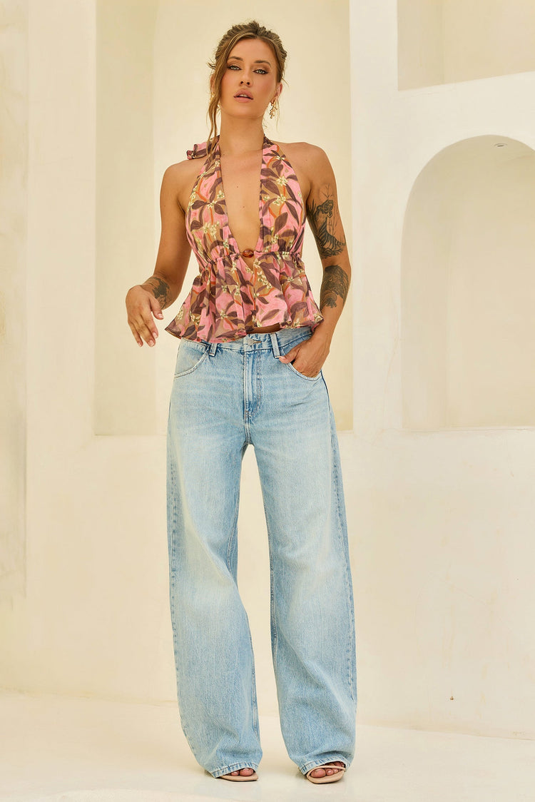 Rosé Sunset Chiffon Top - Pink Multi for women
