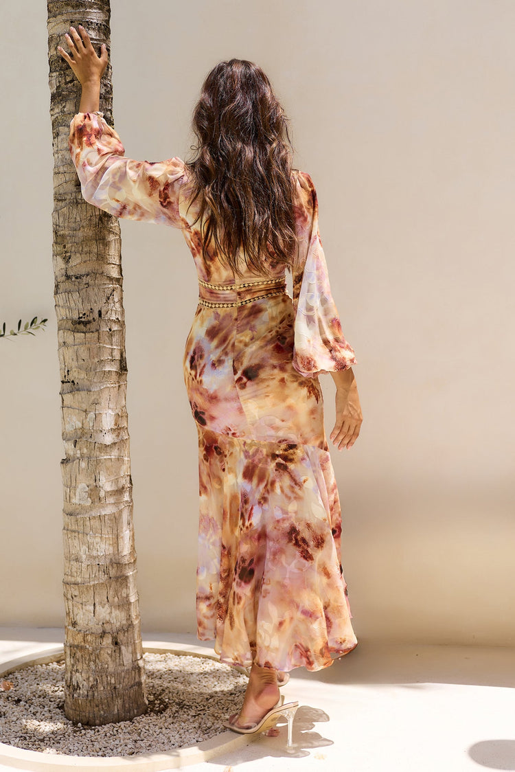 Sahara Dusk Chiffon Maxi Dress - Sunset Multi for women