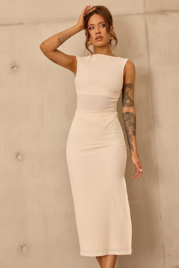Sculpted Grace Jersey Midi Skirt - Cream for women