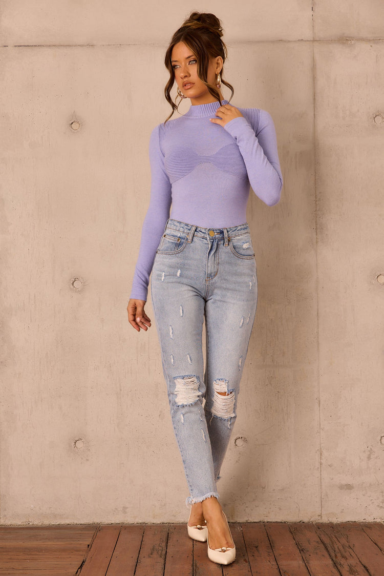 Sculpted Verse Knit Bodysuit - Cornflower for women
