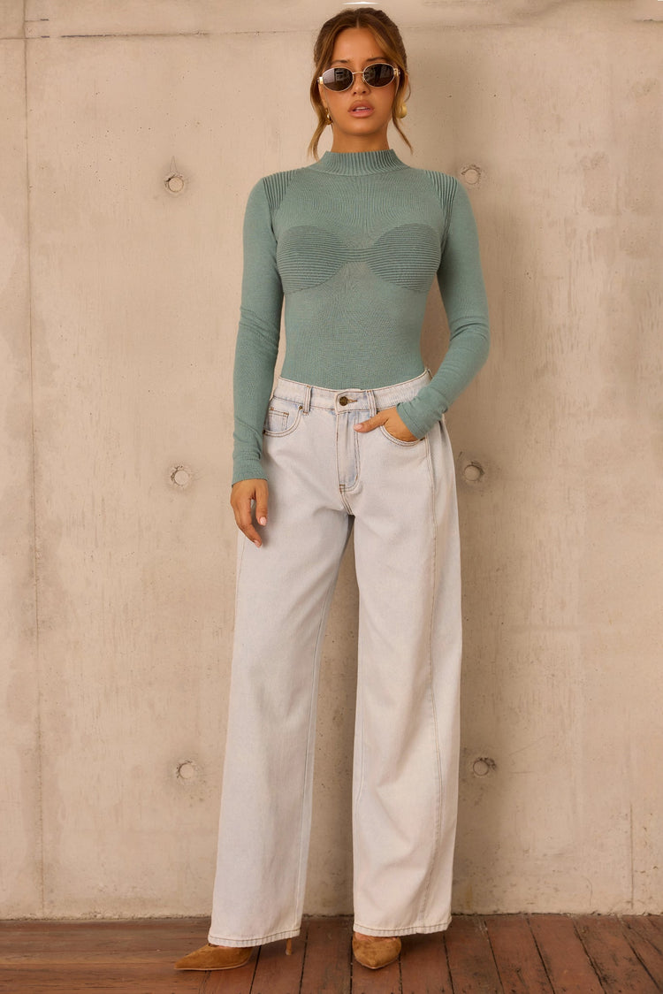 Sculpted Verse Knit Bodysuit - Sage for women