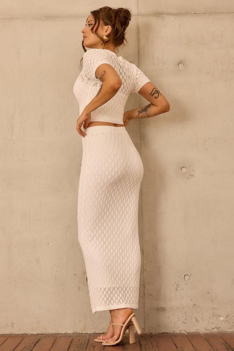 Sharp Hour Knit Midi Skirt - White for women
