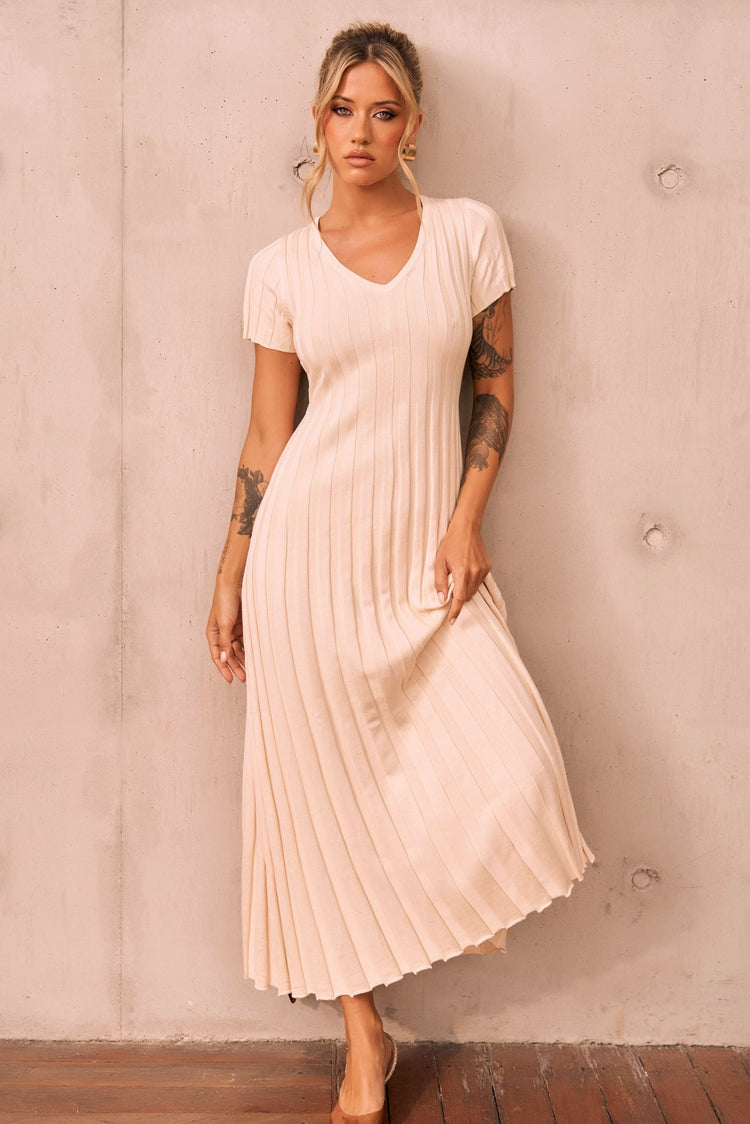She Made Me Knit Maxi Dress - Beige for women
