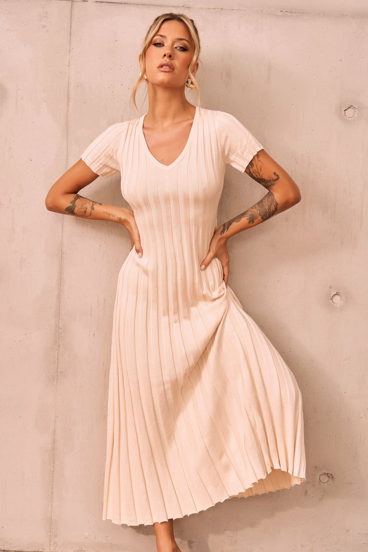She Made Me Knit Maxi Dress - Beige for women