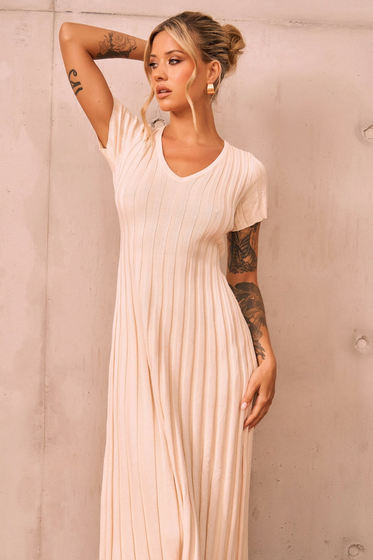 She Made Me Knit Maxi Dress - Beige for women