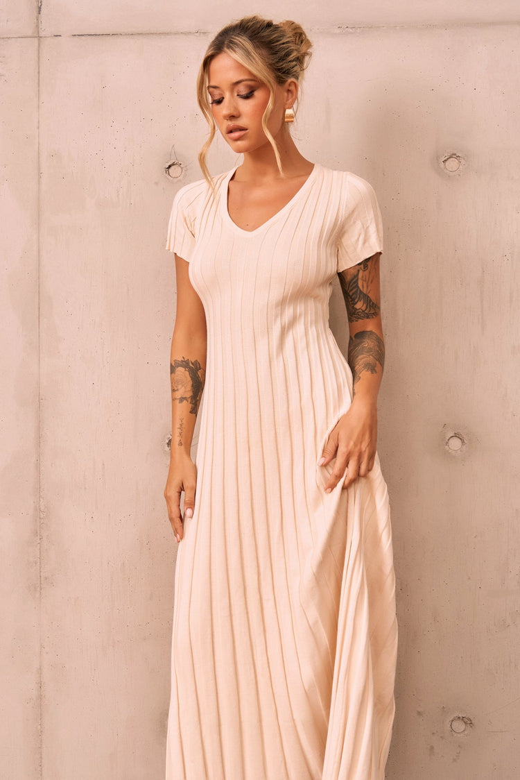 She Made Me Knit Maxi Dress - Beige for women