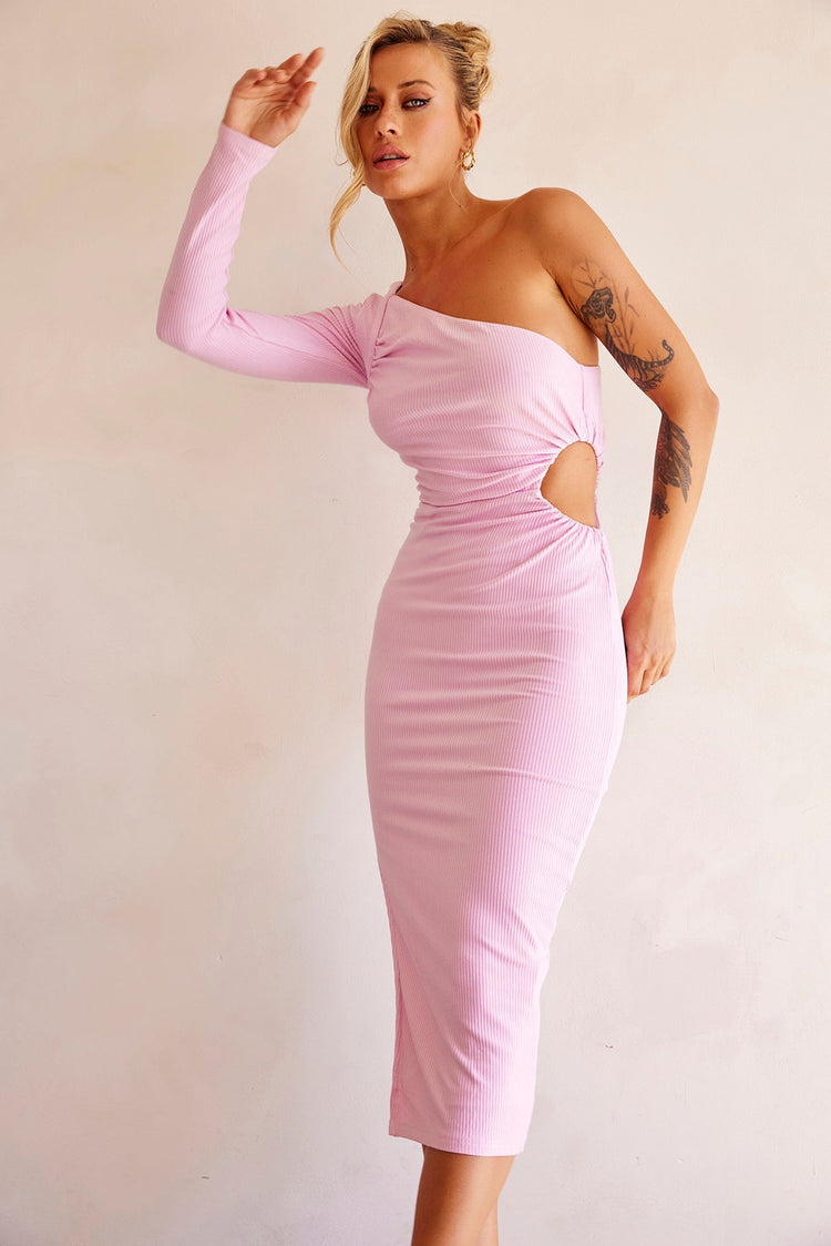 Sheer Glow Midi Dress - Pink for women
