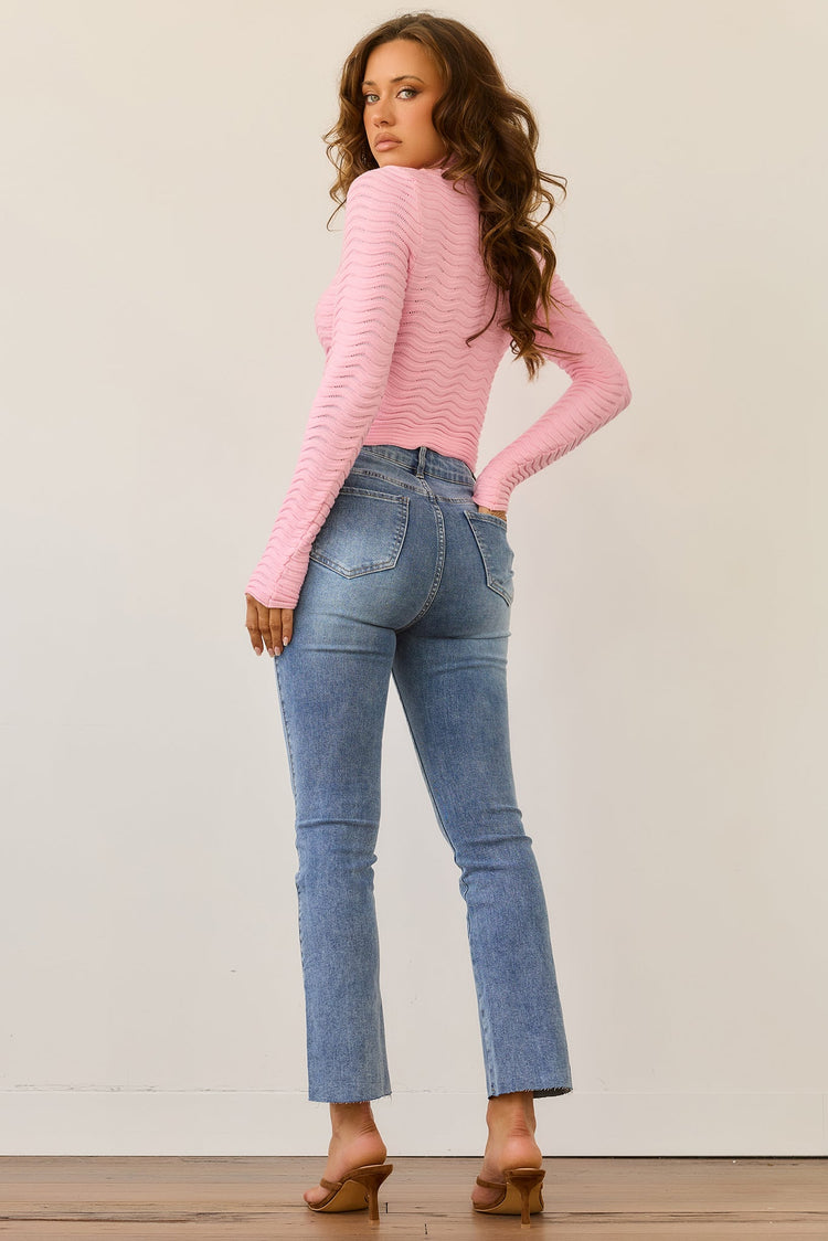 Shelly Wave Knit Top - Pink for women