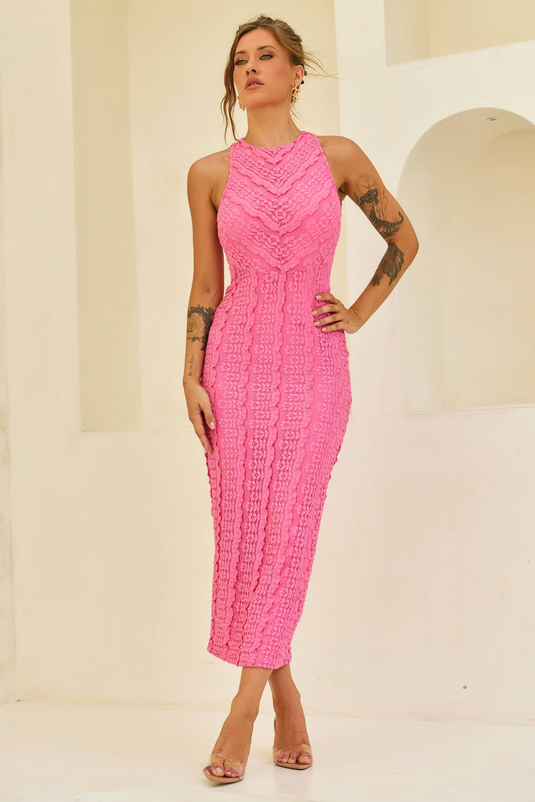 She's The Flame Lace Midi Dress - Pink for women