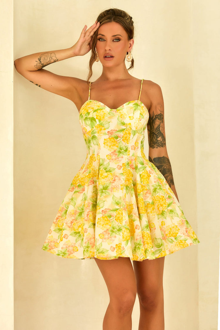 Signature Lady Woven Mini Dress - Yellow for women