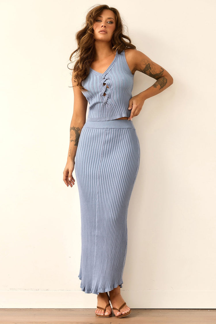 Soft Form Knit Maxi Skirt - Blue for women