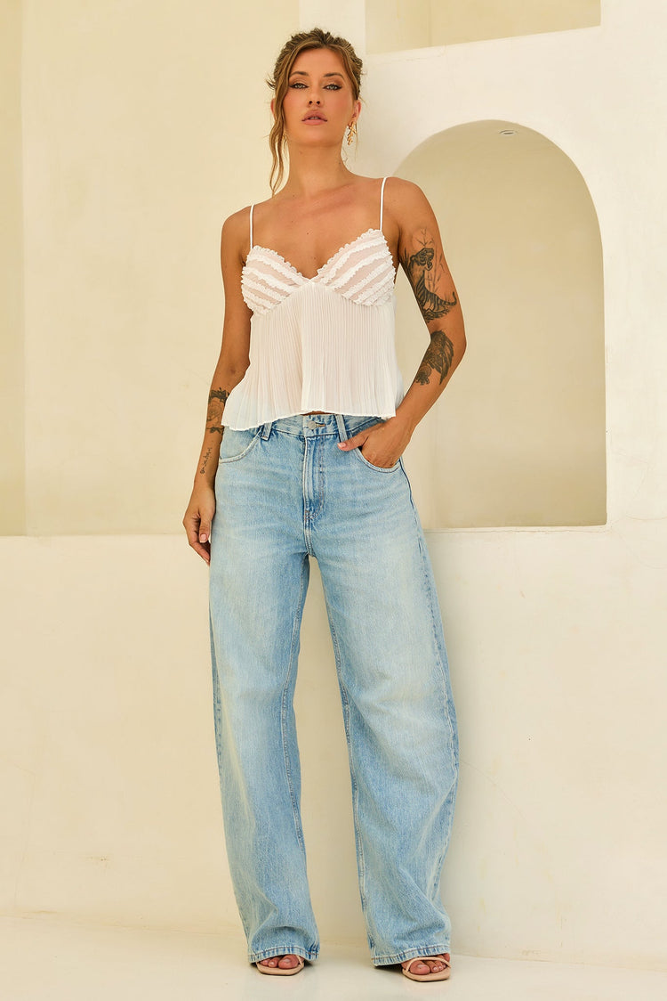 Soft Moonlit Chiffon Top - White for women